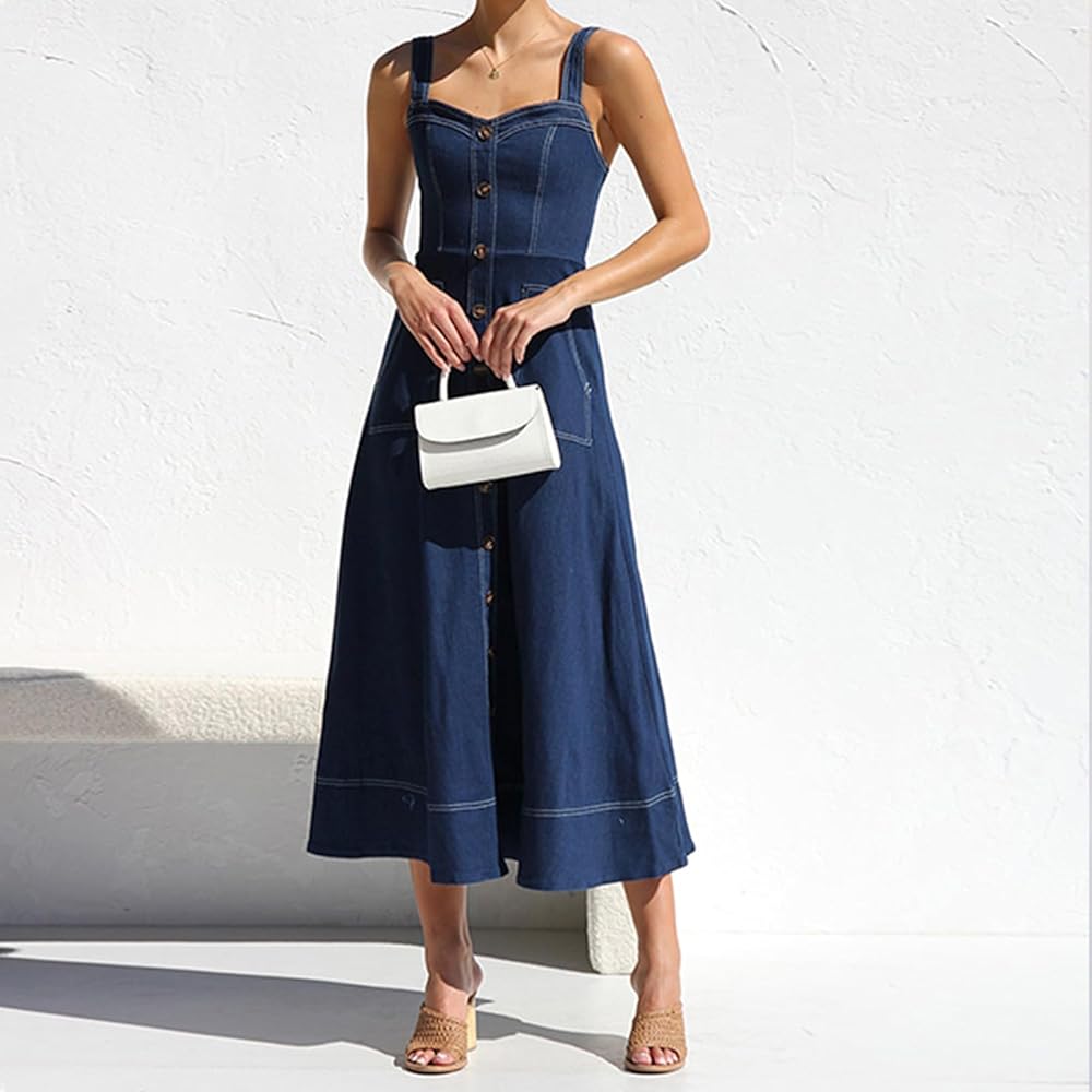 Amazon.com: cffvdiz Women's Summer Bodycon Maxi Denim Dress
